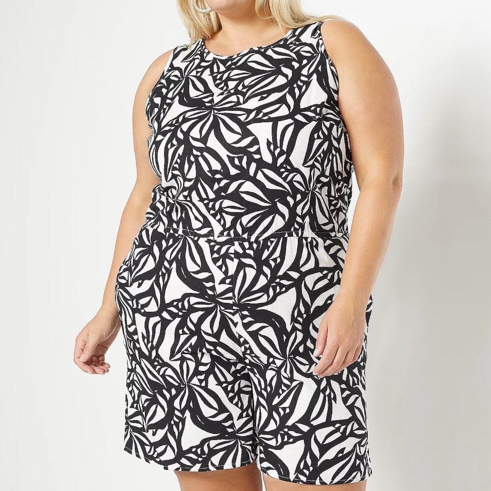 J Jason Wu Woven Palm Printed Romper  13577